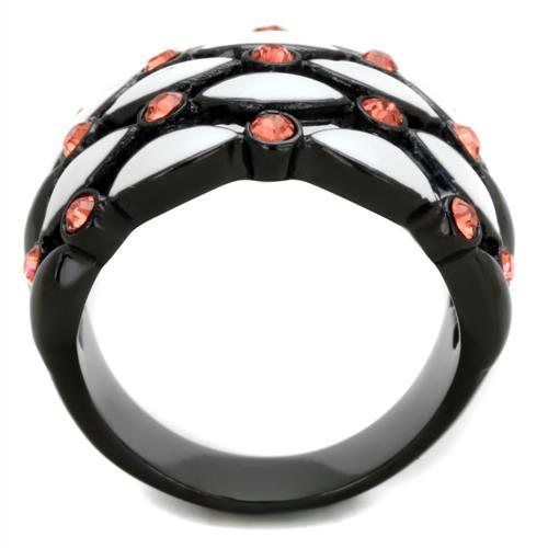 MATK1832 - IP Black(Ion Plating) Stainless Steel Ring with Top Grade Crystal  in Garnet