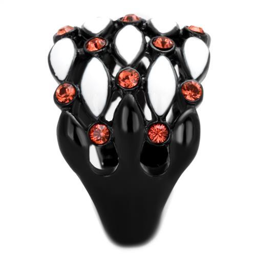 MATK1832 - IP Black(Ion Plating) Stainless Steel Ring with Top Grade Crystal  in Garnet