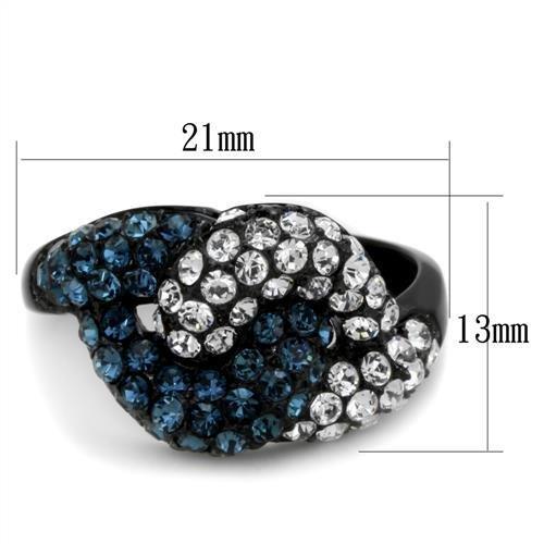 MATK1833 - IP Black(Ion Plating) Stainless Steel Ring with Top Grade Crystal  in Montana