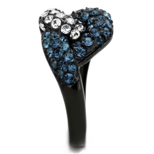 MATK1833 - IP Black(Ion Plating) Stainless Steel Ring with Top Grade Crystal  in Montana