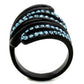 MATK1835 - IP Black(Ion Plating) Stainless Steel Ring with Top Grade Crystal  in Sea Blue