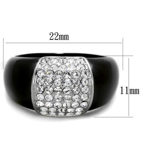 MATK1840 - Two-Tone IP Black (Ion Plating) Stainless Steel Ring with Top Grade Crystal  in Clear