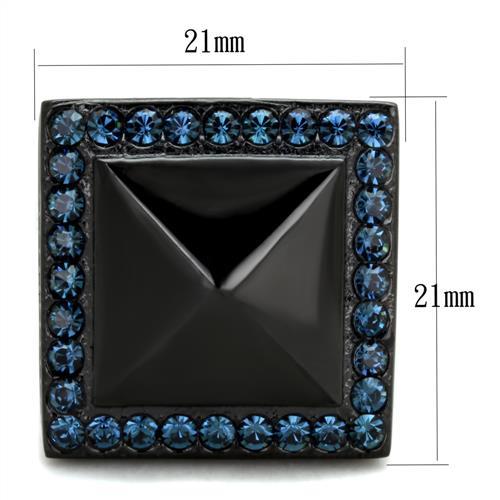 MATK1841 - IP Black(Ion Plating) Stainless Steel Ring with Top Grade Crystal  in Montana