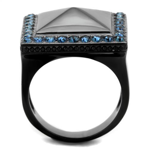 MATK1841 - IP Black(Ion Plating) Stainless Steel Ring with Top Grade Crystal  in Montana