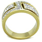 MATK1845 - Two-Tone IP Gold (Ion Plating) Stainless Steel Ring with Top Grade Crystal  in Clear