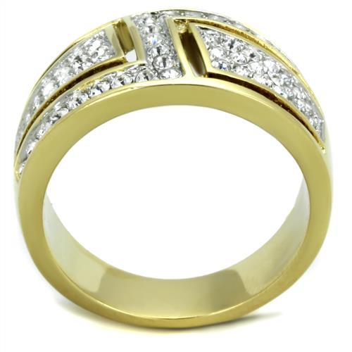 MATK1845 - Two-Tone IP Gold (Ion Plating) Stainless Steel Ring with Top Grade Crystal  in Clear