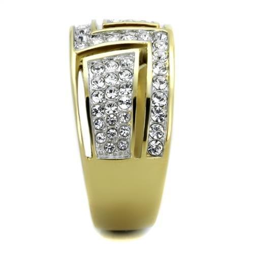 MATK1845 - Two-Tone IP Gold (Ion Plating) Stainless Steel Ring with Top Grade Crystal  in Clear