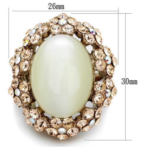 MATK1846 - IP Rose Gold(Ion Plating) Stainless Steel Ring with Synthetic Cat Eye in White