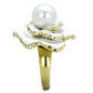 MATK1847 - IP Gold(Ion Plating) Stainless Steel Ring with Synthetic Pearl in White