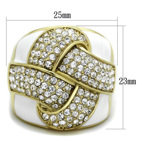 MATK1848 - IP Gold(Ion Plating) Stainless Steel Ring with Top Grade Crystal  in Clear