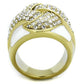 MATK1848 - IP Gold(Ion Plating) Stainless Steel Ring with Top Grade Crystal  in Clear