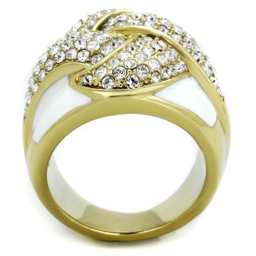MATK1848 - IP Gold(Ion Plating) Stainless Steel Ring with Top Grade Crystal  in Clear