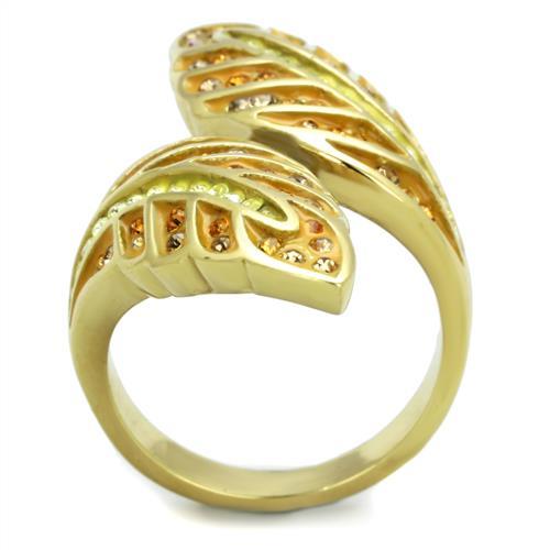 MATK1849 - IP Gold(Ion Plating) Stainless Steel Ring with Top Grade Crystal  in Multi Color