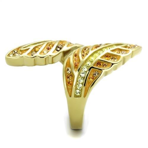 MATK1849 - IP Gold(Ion Plating) Stainless Steel Ring with Top Grade Crystal  in Multi Color