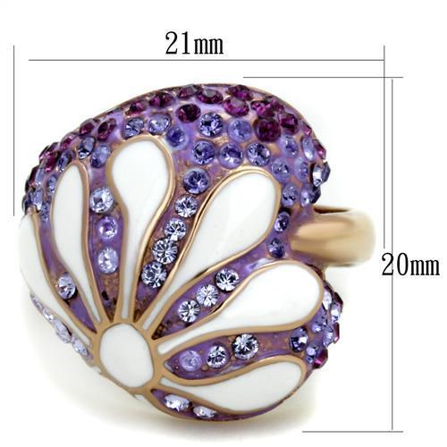 MATK1850 - IP Rose Gold(Ion Plating) Stainless Steel Ring with Top Grade Crystal  in Multi Color