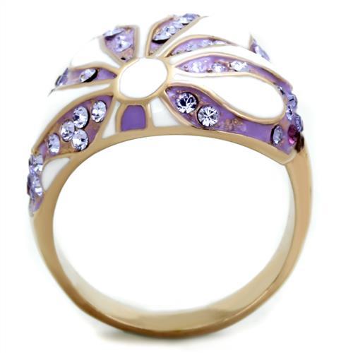 MATK1850 - IP Rose Gold(Ion Plating) Stainless Steel Ring with Top Grade Crystal  in Multi Color