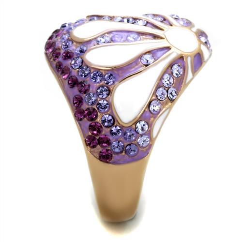 MATK1850 - IP Rose Gold(Ion Plating) Stainless Steel Ring with Top Grade Crystal  in Multi Color