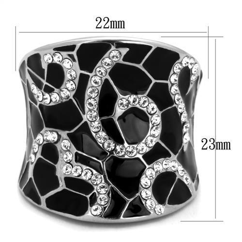MATK1853 - High polished (no plating) Stainless Steel Ring with Top Grade Crystal  in Clear