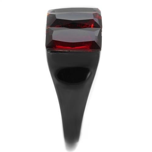 MATK1854 - IP Black(Ion Plating) Stainless Steel Ring with Synthetic Synthetic Glass in Siam