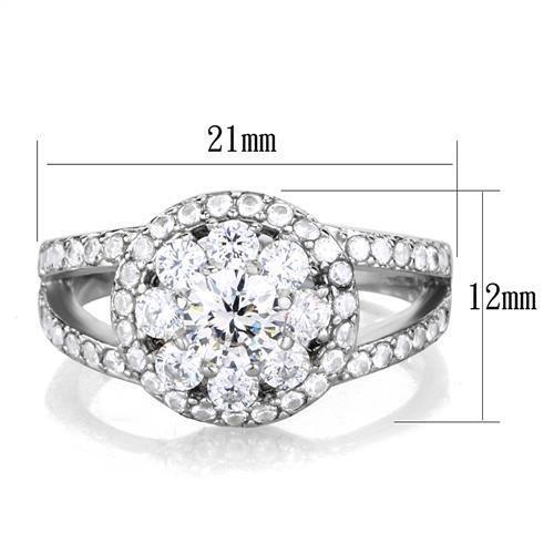 MATK1855 - High polished (no plating) Stainless Steel Ring with AAA Grade CZ  in Clear