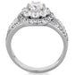 MATK1855 - High polished (no plating) Stainless Steel Ring with AAA Grade CZ  in Clear