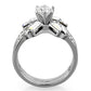 MATK1856 - High polished (no plating) Stainless Steel Ring with AAA Grade CZ  in Clear