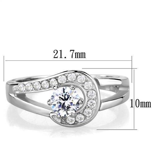 MATK1857 - High polished (no plating) Stainless Steel Ring with AAA Grade CZ  in Clear
