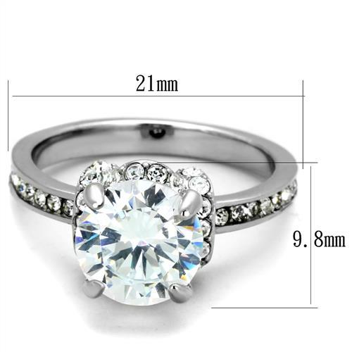 MATK1859 - No Plating Stainless Steel Ring with AAA Grade CZ  in Clear
