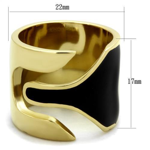 MATK1860 - IP Gold(Ion Plating) Stainless Steel Ring with Epoxy  in Jet