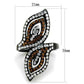 MATK1864 - IP Black(Ion Plating) Stainless Steel Ring with Top Grade Crystal  in Smoked Quartz