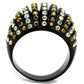 MATK1865 - IP Black(Ion Plating) Stainless Steel Ring with Top Grade Crystal  in Multi Color
