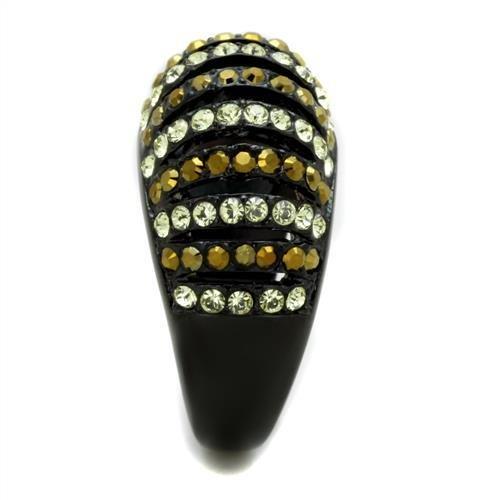 MATK1865 - IP Black(Ion Plating) Stainless Steel Ring with Top Grade Crystal  in Multi Color