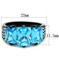 MATK1866 - IP Black(Ion Plating) Stainless Steel Ring with AAA Grade CZ  in Sea Blue