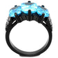 MATK1866 - IP Black(Ion Plating) Stainless Steel Ring with AAA Grade CZ  in Sea Blue