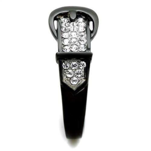 MATK1868 - Two-Tone IP Black (Ion Plating) Stainless Steel Ring with Top Grade Crystal  in Clear