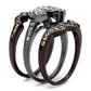 MATK1869LJ - IP Light Black (IP Gun) & IP Dark Brown (IP coffee) Stainless Steel Ring with AAA Grade CZ  in Clear