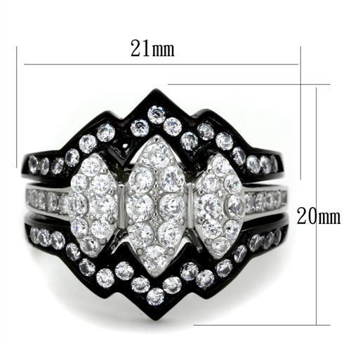 MATK1869 - Two-Tone IP Black (Ion Plating) Stainless Steel Ring with AAA Grade CZ  in Clear