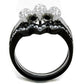 MATK1869 - Two-Tone IP Black (Ion Plating) Stainless Steel Ring with AAA Grade CZ  in Clear