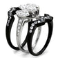 MATK1869 - Two-Tone IP Black (Ion Plating) Stainless Steel Ring with AAA Grade CZ  in Clear