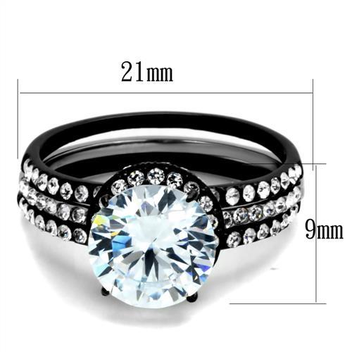 MATK1870 - Two-Tone IP Black (Ion Plating) Stainless Steel Ring with AAA Grade CZ  in Clear