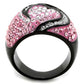 MATK1871 - Two-Tone IP Black (Ion Plating) Stainless Steel Ring with Top Grade Crystal  in Light Rose