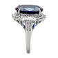 MATK1872 - High polished (no plating) Stainless Steel Ring with Synthetic Spinel in London Blue