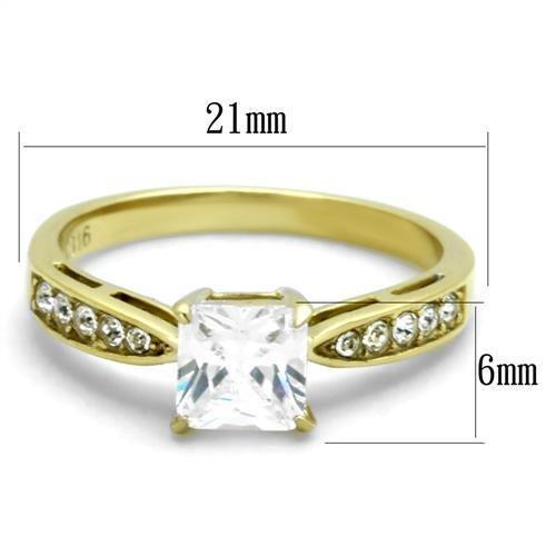 MATK1873 - IP Gold(Ion Plating) Stainless Steel Ring with AAA Grade CZ  in Clear