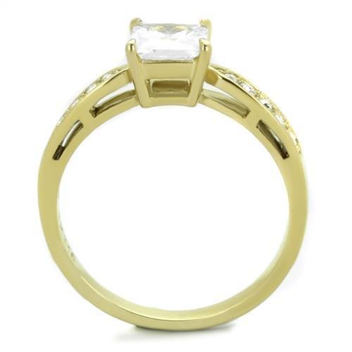 MATK1873 - IP Gold(Ion Plating) Stainless Steel Ring with AAA Grade CZ  in Clear