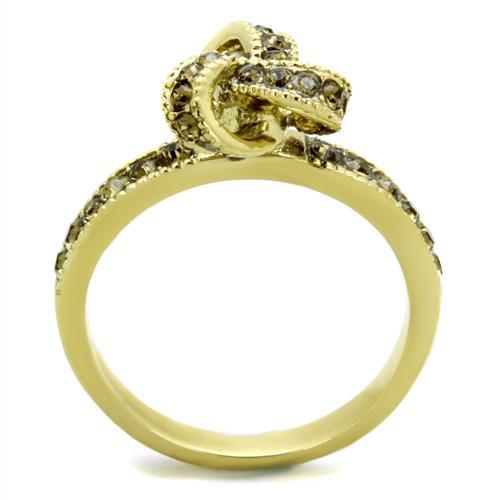 MATK1874 - IP Gold(Ion Plating) Stainless Steel Ring with Top Grade Crystal  in Smoked Quartz
