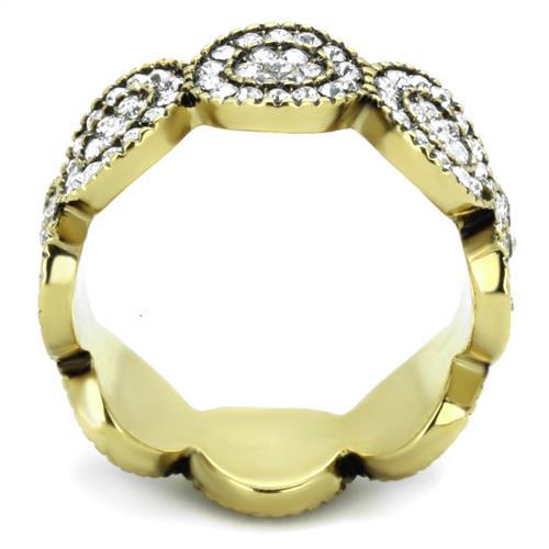 MATK1875 - IP Gold(Ion Plating) Stainless Steel Ring with Top Grade Crystal  in Clear