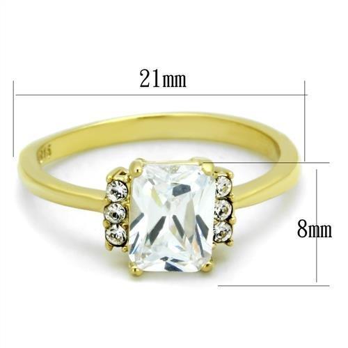 MATK1876 - IP Gold(Ion Plating) Stainless Steel Ring with AAA Grade CZ  in Clear