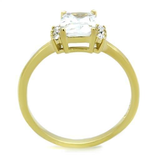 MATK1876 - IP Gold(Ion Plating) Stainless Steel Ring with AAA Grade CZ  in Clear