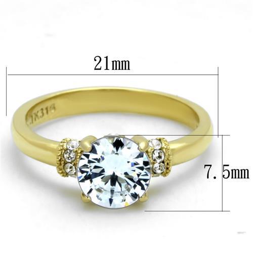 MATK1877 - IP Gold(Ion Plating) Stainless Steel Ring with AAA Grade CZ  in Clear