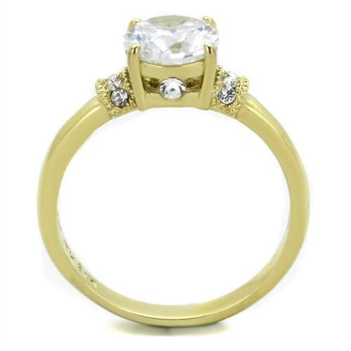 MATK1877 - IP Gold(Ion Plating) Stainless Steel Ring with AAA Grade CZ  in Clear